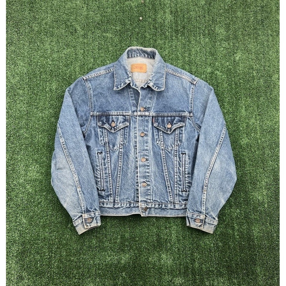 Vintage 80s Levi's 70506-0216 Denim Trucker Jacket Mens 44 USA Made Blue EUC